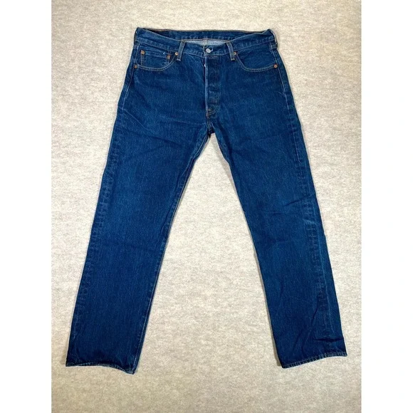 Levi's‎ 501 Jeans Mens 35x33 Blue Denim Cotton 5-Pockets Button Fly Straight Leg