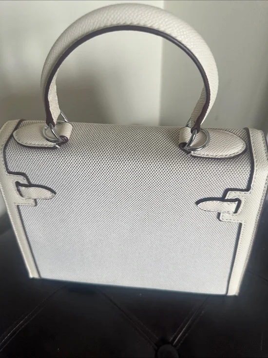 Classic Structured Top-Handle Bag in Light Beige
