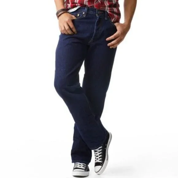 Levis 505 Regular Fit  Straight Leg Denim‎ Jeans Mens 60x30 Dark Medium Wash NWT