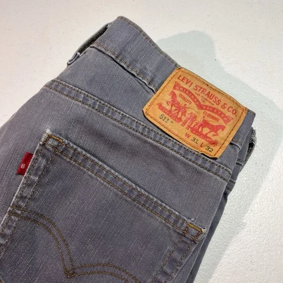 Levi's 511 Men's Jeans Gray Denim Slim Fit Stretch‎ Size 31x32 Greyish Blue