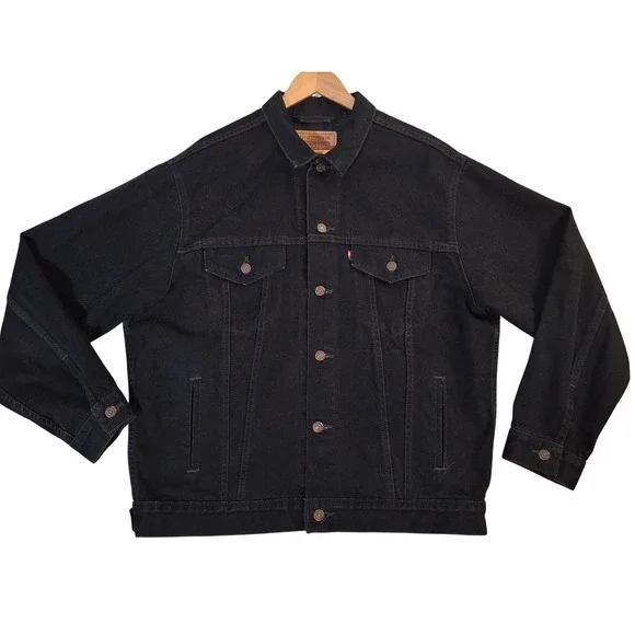 Vintage 90s Levi's 70507-4159 Trucker Jacket Men's Large Black Denim Made in USA