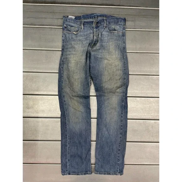 Levis 514‎ Jeans Mens 33X32 Blue Medium Wash Denim Straight Leg Distressed