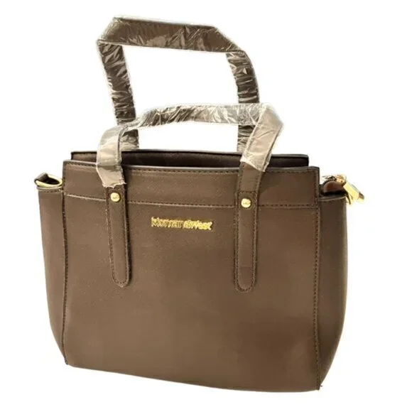 🎉SALE🎉 Montana West Brown Vinyl Small Satchel Bag NEW‎ Gold Western Crossbody