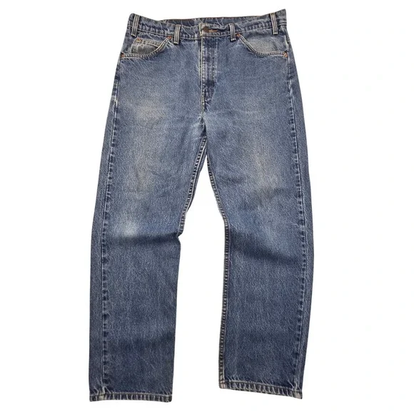 Vintage 90s Levis 505 Orange Tab Blue Jeans Straight Leg Denim Mens 36x29