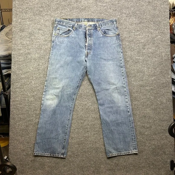 Levi's 501 Jeans Men's Blue Denim Straight Pockets Button‎ Fly Classic - 38X29