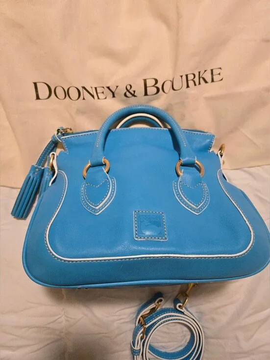 Dooney & Bourke Sky Blue Florentine Leather Savannah Satchel - New