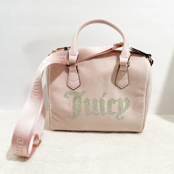 NWT! Juicy Couture Powder Blush Pink Obsession Satchel Rhinestones Coquette Girl