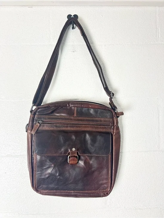 Jack Georges‎ Vintage Brown Heavy Leather  Shoulder Bag Satchel