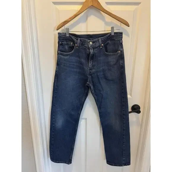 Levi 505 Men's Jeans 32x30 Blue Dark Wash, Regular Fit, 5-Pocket, Stretch Denim‎