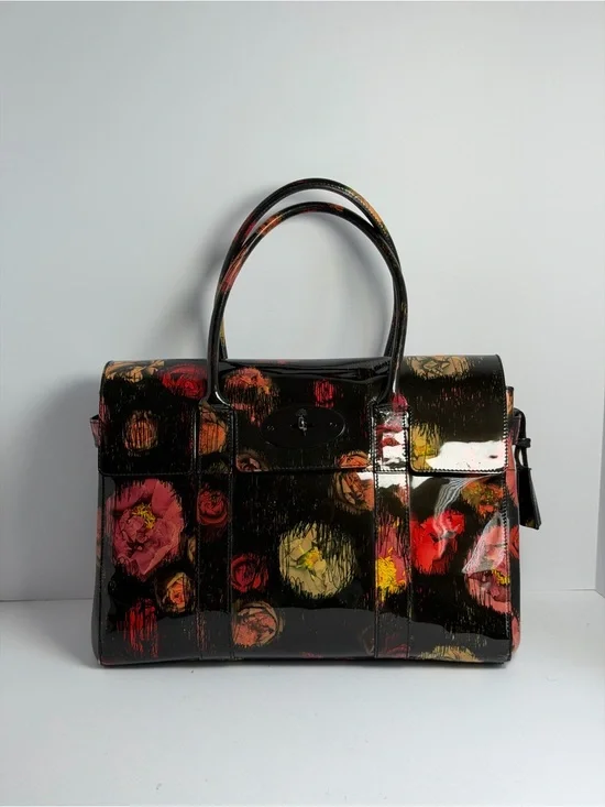 Mulberry Scribbly Floral Patent Leather Bayswater Handbag EXTREMELY RARE