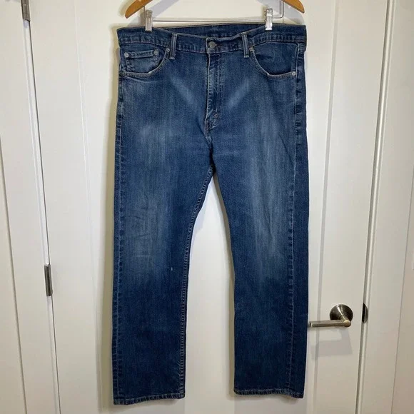 Levi's 505 Regular Fit Straight Leg Dark Blue Jeans‎ Mens 38x30