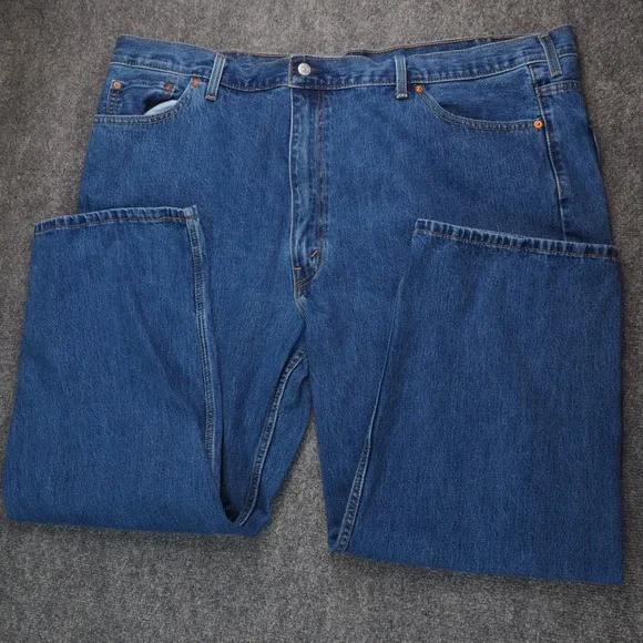 Levi's 550 Jeans Mens 50x29 Relaxed Fit Tapered Blue Solid Denim Casual Workwear