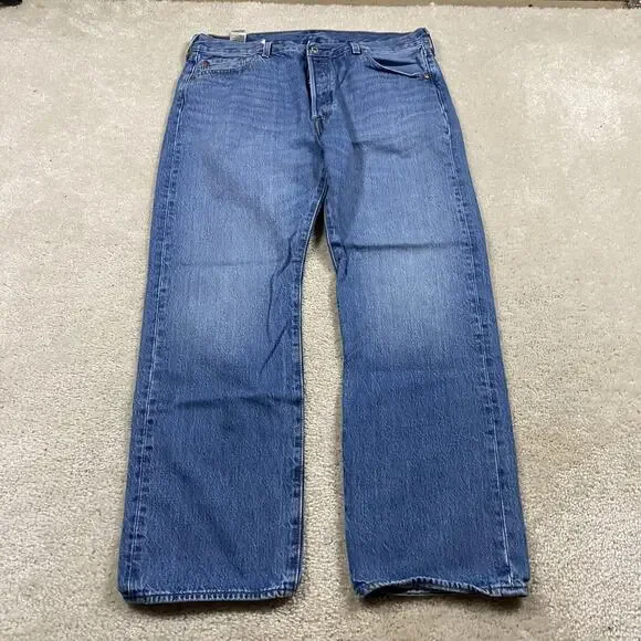 Levis 501 Jeans Mens 36x30 Blue Medium Wash Straight Button Fly Regular Fit
