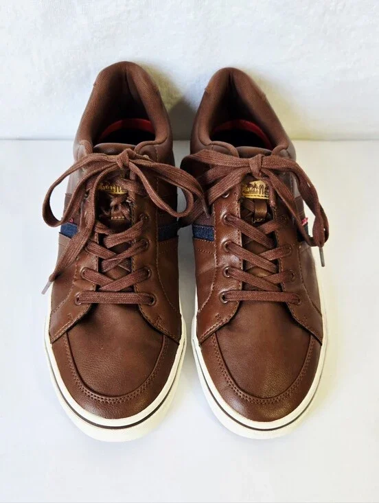 Levi Strauss & Co Men's Brown Casual Sneakers Size 12 Faux Leather Lace Up Shoes