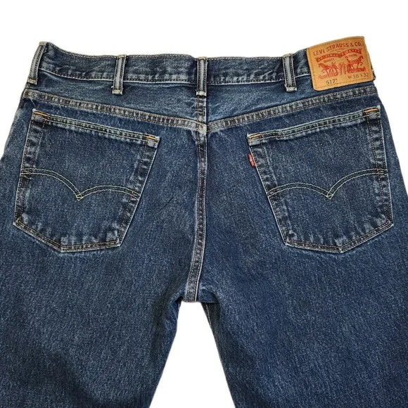 Levi's 517 Boot Cut Jeans Men's 38x32 Blue Made In Mexico 2015 Cotton