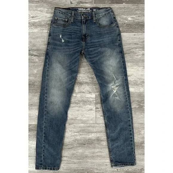 Levis Signature S37 Slim Leg Jeans Mens Size 28x30 Light Wash Denim
