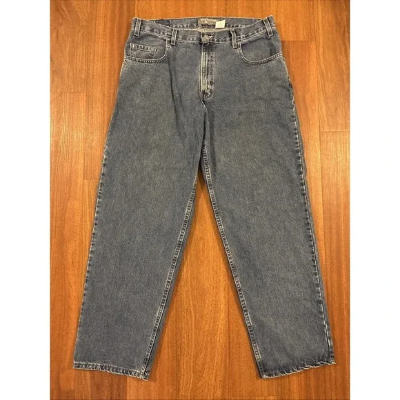 Vintage Levi's Silvertab Loose Fit Baggy Blue Denim Jeans 36x32 Made In USA