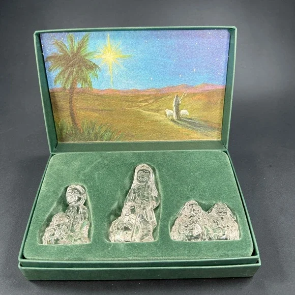 Marquis by Waterford Crystal Shepherds & Their Flock Nativity Set of 3 New inBox