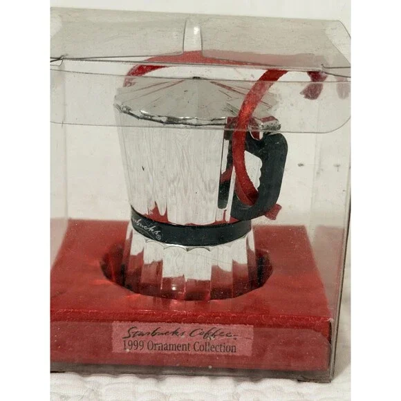 Vintage 1999 Starbucks Stovetop Espresso Maker Ornament Holiday Coffee