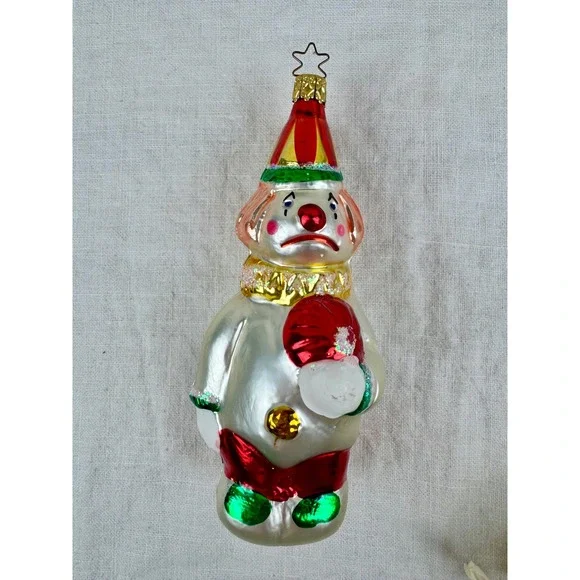 Vintage German Glass Sad Clown Christmas Ornament Hand Painted Made in Germany