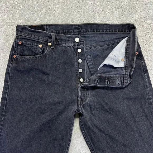 VINTAGE 90 Levis 501 Jeans 38x32 Black Straight Leg Button Fly 36x30 Act. Mexico