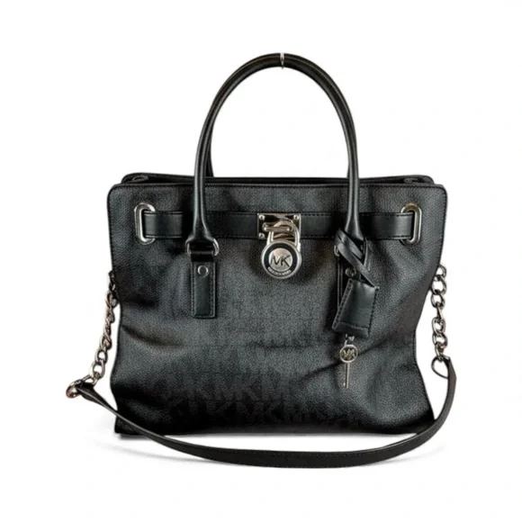 Michael Kors Hamilton Satchel in‎ black saffiano leather