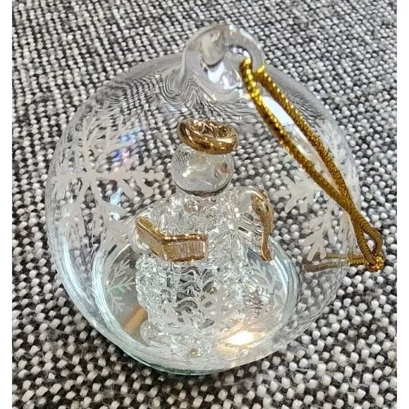 Robert Stanley Vintage Glass Crystal Light Up Illuminating‎ Angel Globe Ornament
