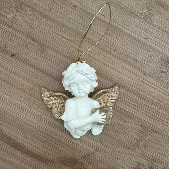 Bisque‎ Angel Cherub Ornament Holiday Christmas