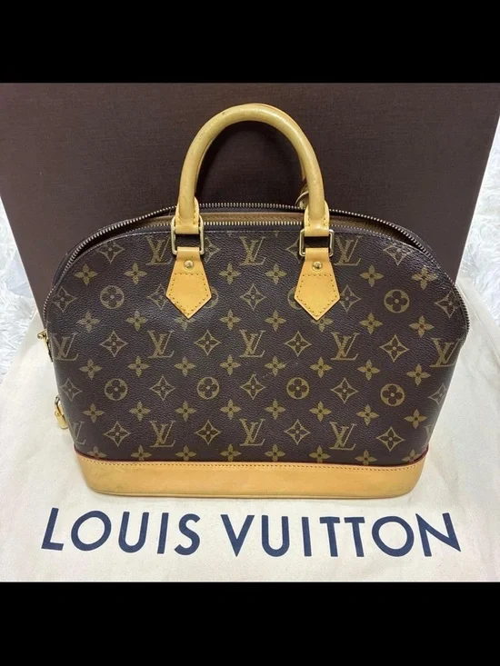 Louis Vuitton Monogram Alma PM Satchel in Brown and Natural Vachetta