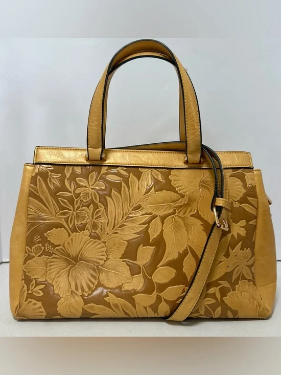Mellow World Salome Embossed Floral Satchel Purse‎ Bag Peta Approved Vegan