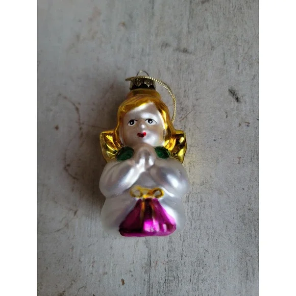 Vintage glass praying Angel‎ girl ornament Xmas religious
