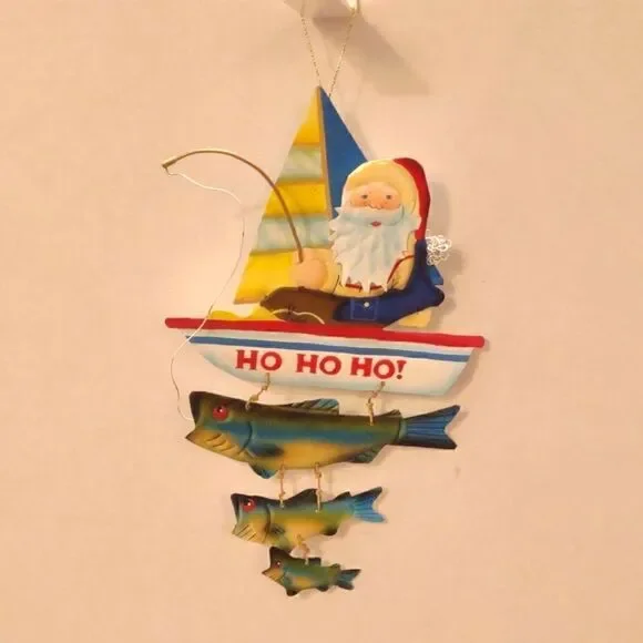 Santa Fishing Ornament