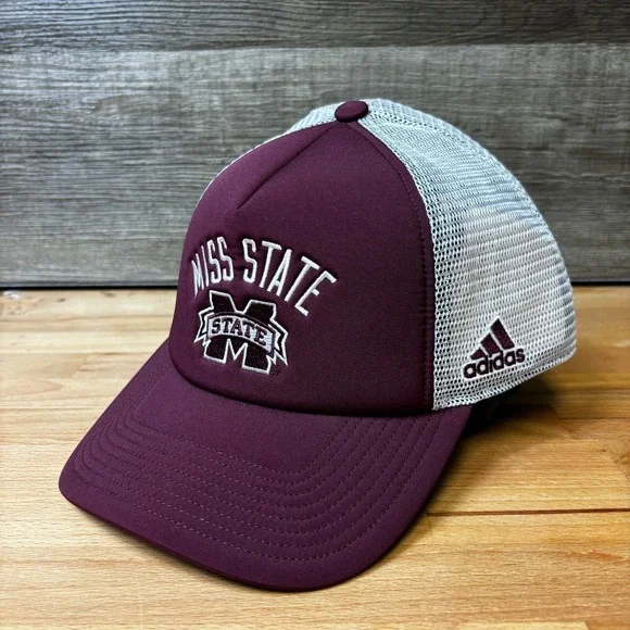 Mississippi State Bulldogs Hat‎ Cap Snapback Maroon Trucker Adidas Adjustable
