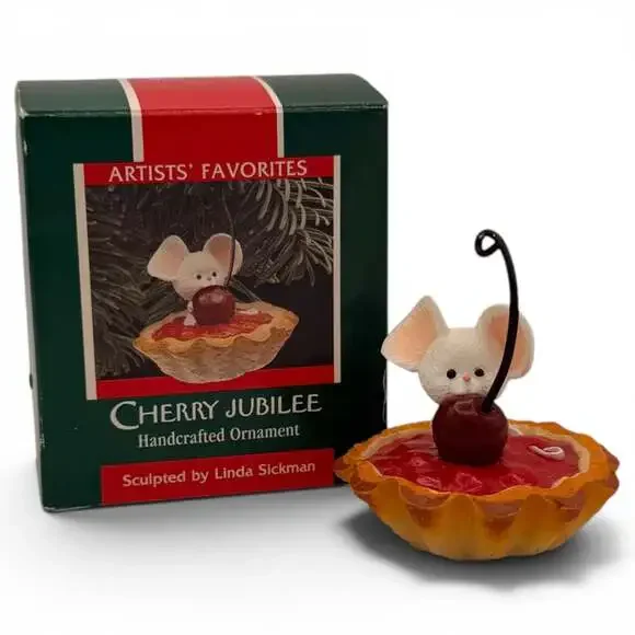 Vintage Hallmark Cherry Jubilee Ornament 1989 Mouse Pie