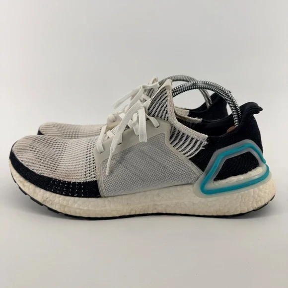 Adidas Ultraboost 19 Running Shoes White Black‎ Blue Primeknit G54012 Mens 12