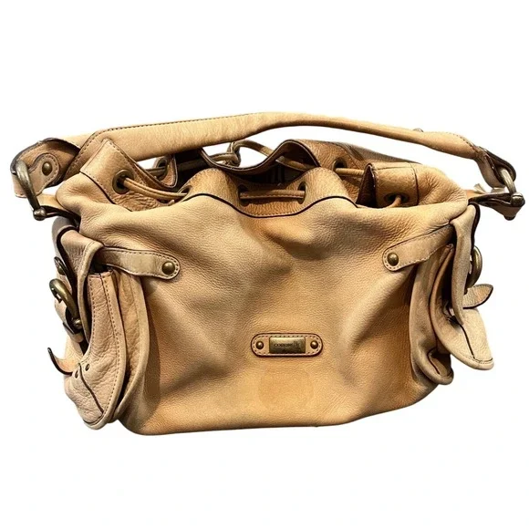 Coccinelle Shoulder Bag Womens Medium‎ Tan Leather Slouchy Boho Hobo Handbag
