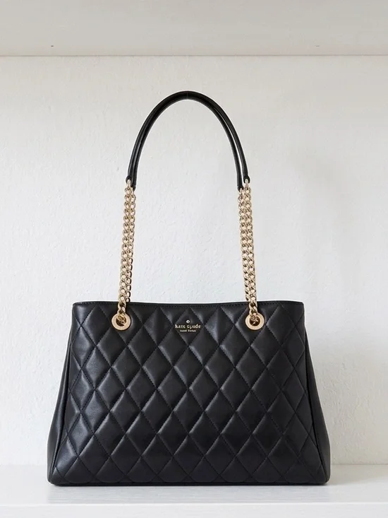 Kate Spade Carey Quilted Smooth Leather Tote Bag Black NWT