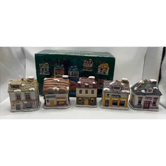 Dickens Village Bell Lites Porcelain Ornaments Set Of 5