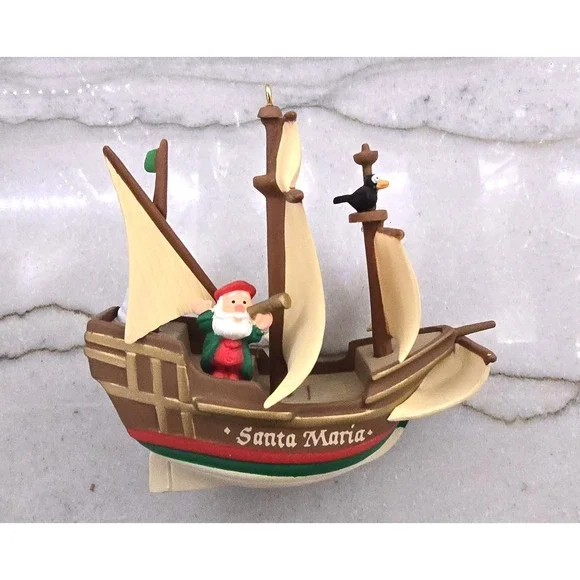 Vintage 1992 Hallmark Keepsake Santa Maria Ornament 500‎ Years Columbus Ship