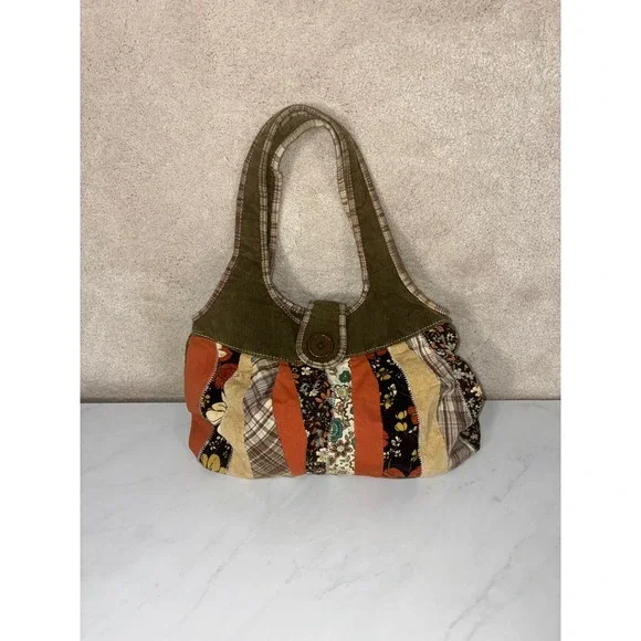 Chateau Multicolor Patchwork Shoulder Bag - Small - Corduroy Floral Boho Hobo