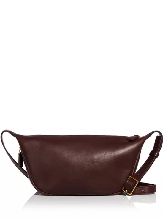 Madewell Brown Leather Crescent Crossbody travel Shoulder Bag Zip Top day bag