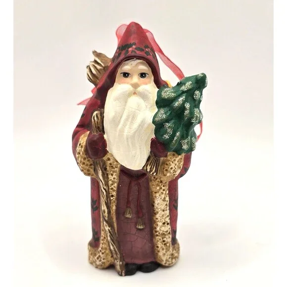 Vintage Hallmark Keepsake Old-World Santa Ornament Chalkware‎ 2001 With Box