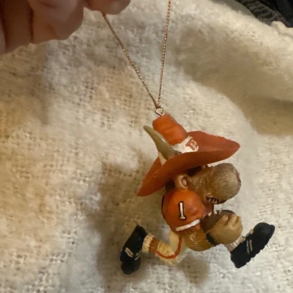 Texas Football Jersey Mascot Longhorn Bevo Bull Christmas‎ Ornament Orange White