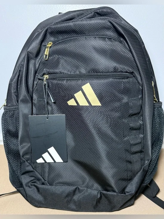 Adidas Excelerator Black Backpack with Gold Logo & Accents