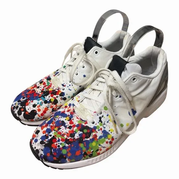 Adidas ZX Flux Splatter White Multi Color Splash Drip Mens Sneakers B34487 9