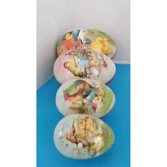 Vintage Germany Nestler Mache Paper‎ Easter Egg Candy Containers 4pcs