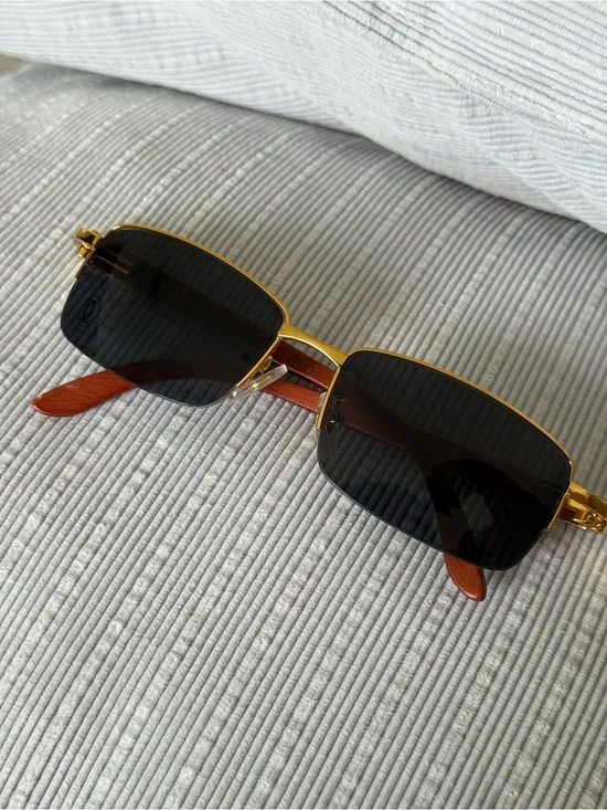 Vintage Cartier Rimless Metal Sunglasses