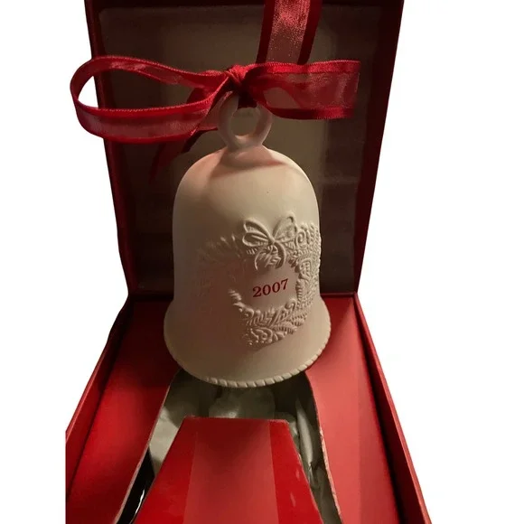 Hallmark 2007 Porcelain Dated Bell Christmas Ornament Red‎ Gift Box