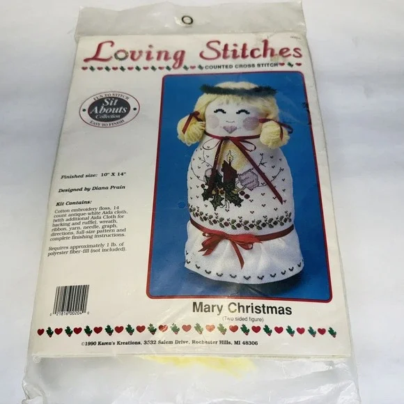 Loving‎ Stitches Cross Stitch Kit MARY CHRISTMAS 2-sided Figure 1990 Kit 10