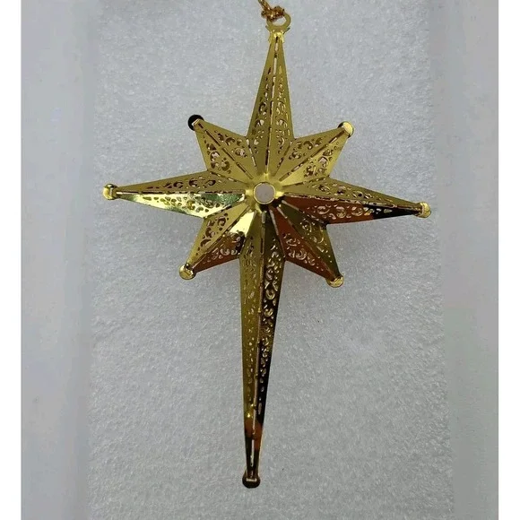 1980's VTG Bright Golden Tone Hanging Star Ornament Very rare‎ unique SEE📏📸